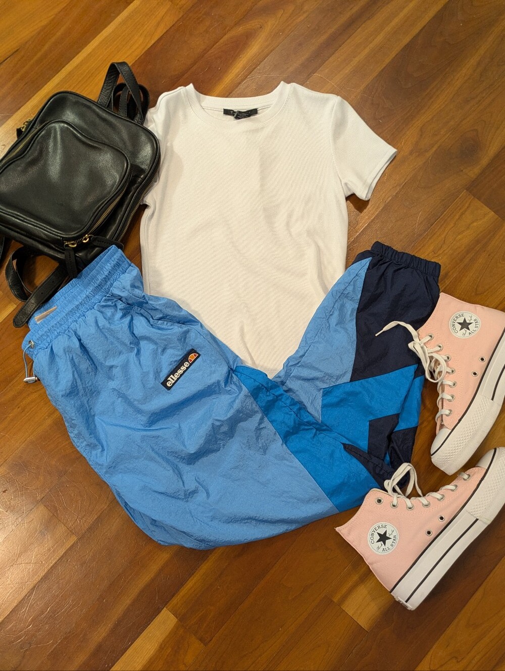 Ellesse Gerra Blue Colorblock Lined Track Pants. NWOT